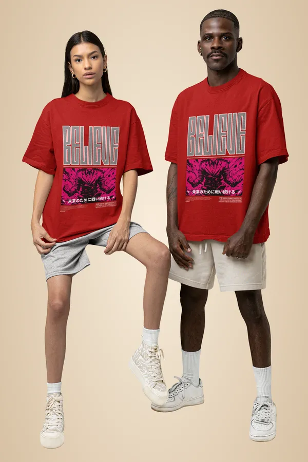 Red_Cotton_Believe_Oversized_T-Shirt_For_Unisex