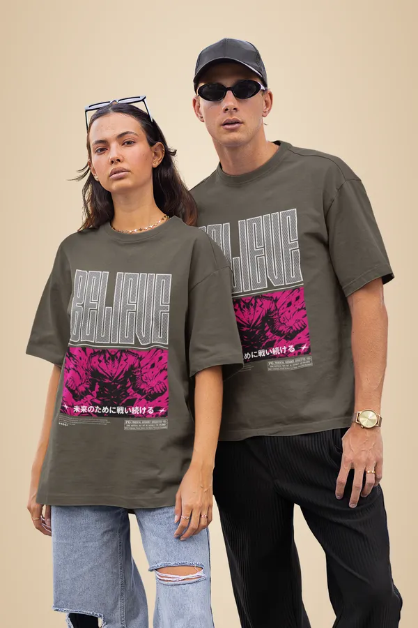 Olive_Green_Cotton_Believe_Oversized_T-Shirt_For_Unisex