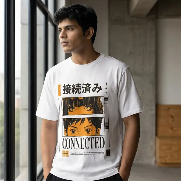 White_Cotton_Connected_Oversized_T-Shirt_For_Unisex