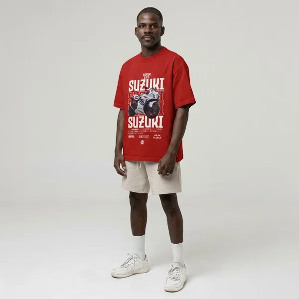 Red_Cotton_Suzuki_Oversized_T-Shirt_For_Unisex