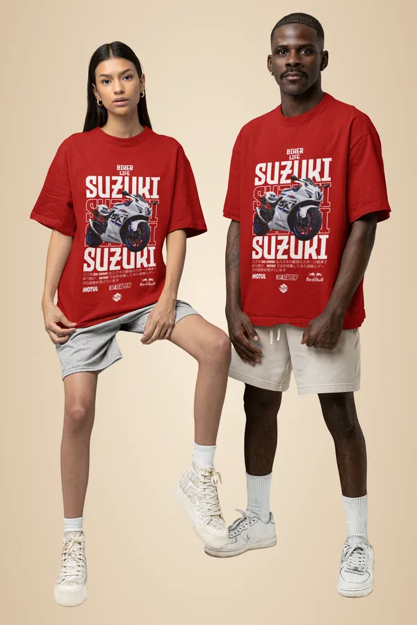 Red_Cotton_Suzuki_Oversized_T-Shirt_For_Unisex