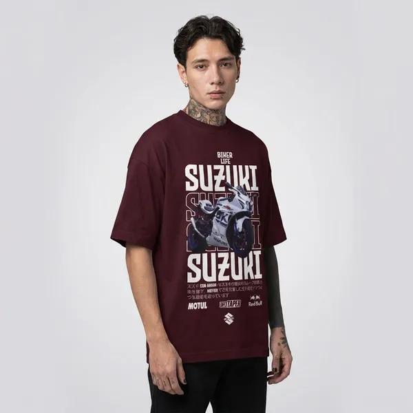 Maroon_Cotton_Suzuki_Oversized_T-Shirt_For_Unisex