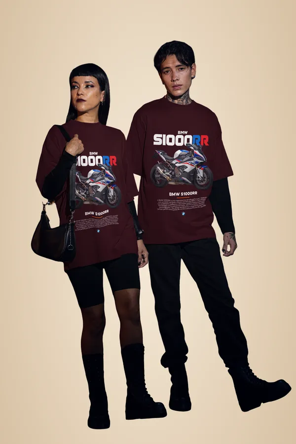 Maroon_Cotton_Bmw_S1000Rr_Oversized_T-Shirt_For_Unisex