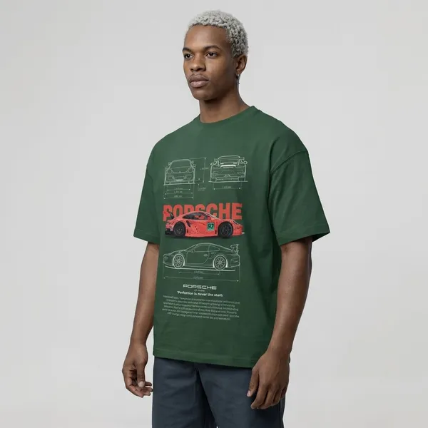 Bottle_Green_Cotton_Porsche_911_Gt3_Oversized_T-Shirt_For_Unisex