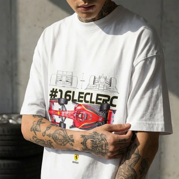 White_Cotton_Ferrari_Oversized_Classic_T-Shirt_For_Unisex