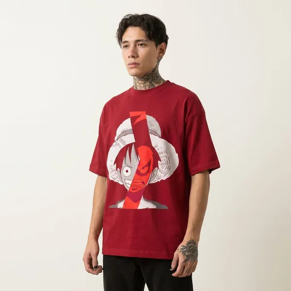 Maroon_Cotton_One_Piece_Ii_Oversized_T-Shirt_For_Unisex