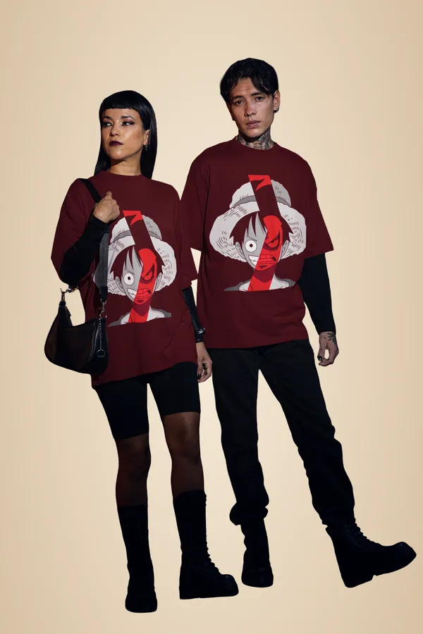 Maroon_Cotton_One_Piece_Ii_Oversized_T-Shirt_For_Unisex