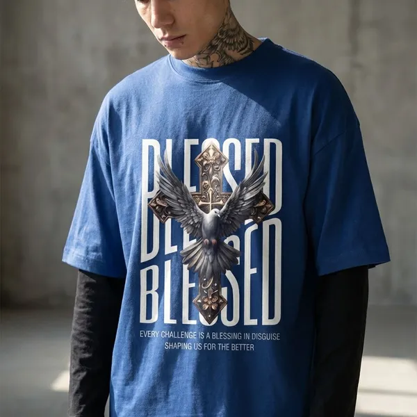 Royal_Blue_Cotton_Blessed_Oversized_T-Shirt_For_Unisex