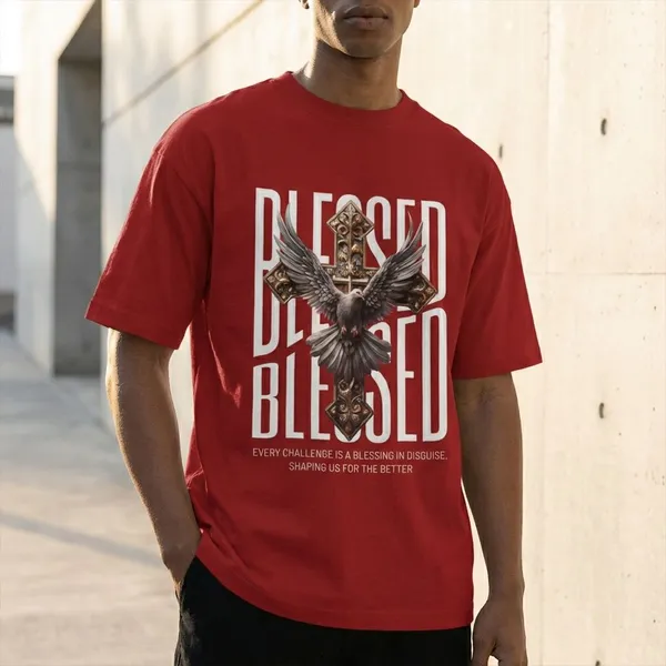 Red_Cotton_Blessed_Oversized_T-Shirt_For_Unisex