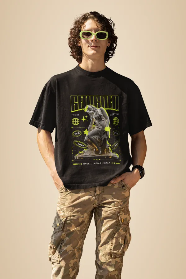 Black_Cotton_One_Oversized_T-Shirt_For_Unisex