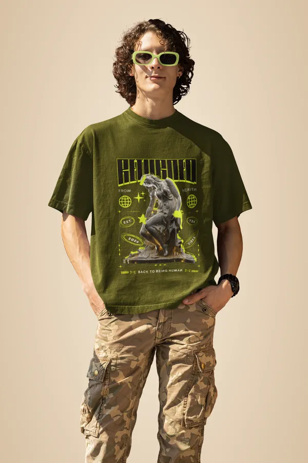 Olive_Green_Cotton_One_Oversized_T-Shirt_For_Unisex