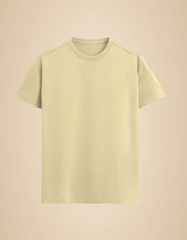 Beige_Cotton_Grt_Supima_T-Shirt_For_Unisex