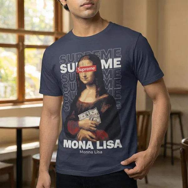 Navy_Blue_Cotton_Monalisa_Stretch_T-Shirt_For_Unisex