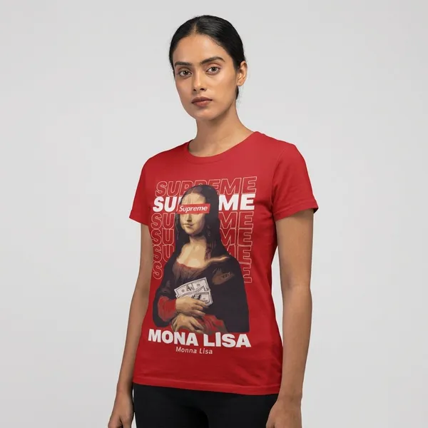 Red_Cotton_Monalisa_Stretch_T-Shirt_For_Unisex