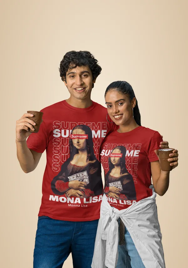 Red_Cotton_Monalisa_Stretch_T-Shirt_For_Unisex
