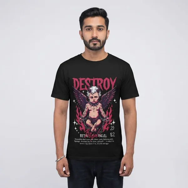 Black_Cotton_Destroy_Stretch_T-Shirt_For_Unisex