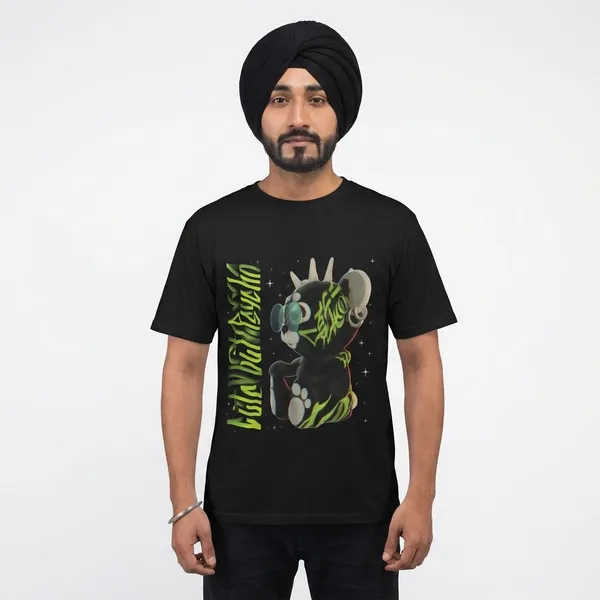 Black_Cotton_Tedd_Stretch_T-Shirt_For_Unisex