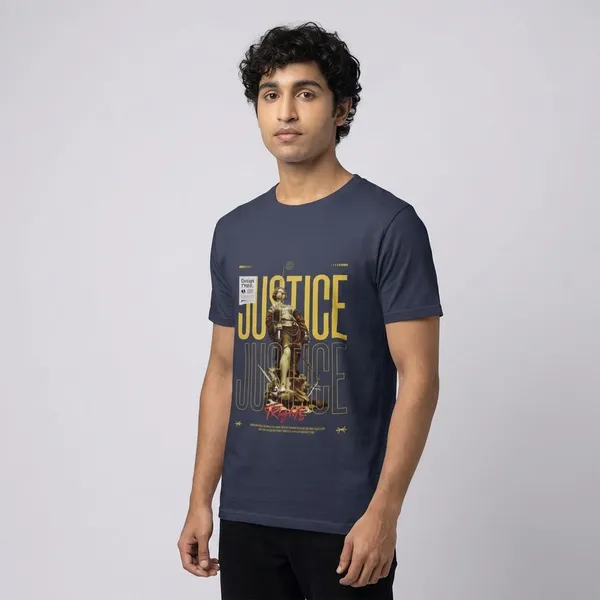 Navy_Blue_Cotton_Justice_Stretch_T-Shirt_For_Unisex