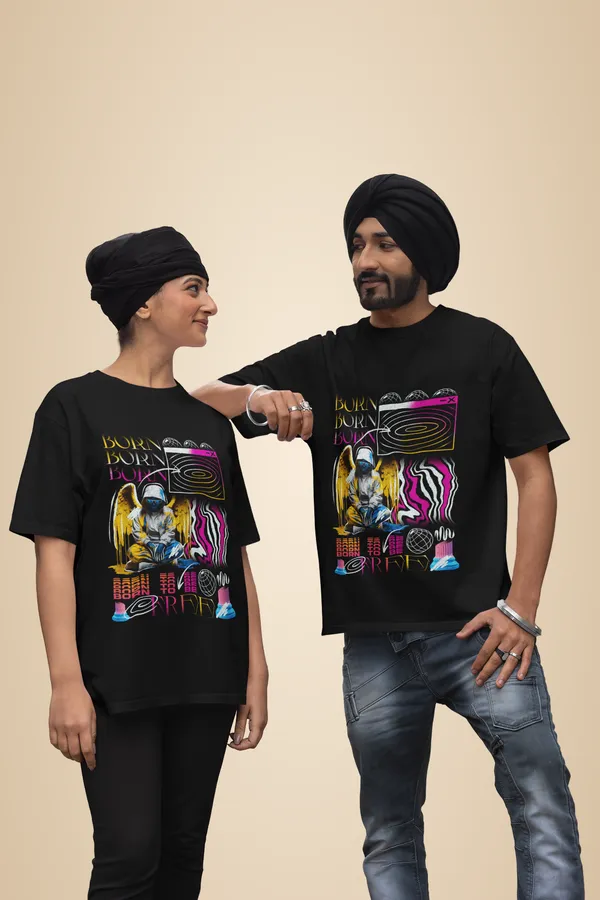 Black_Cotton_Born_Stretch_T-Shirt_For_Unisex