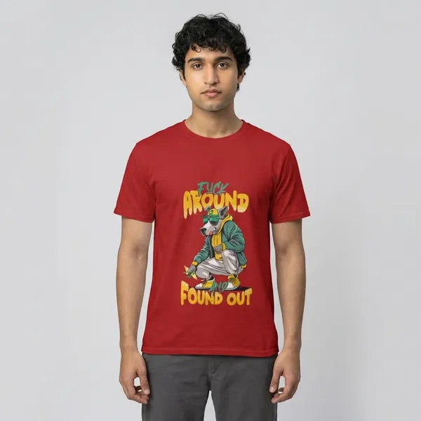 Red_Cotton_Stretch_T-Shirt_For_Unisex