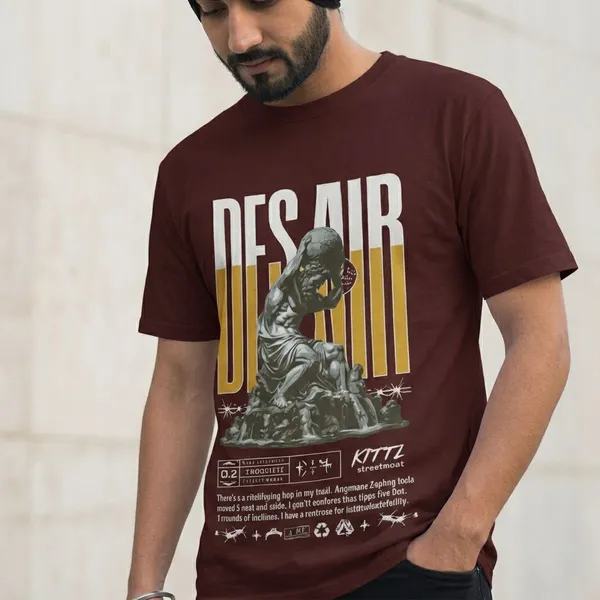 Maroon_Cotton_Desair_Supima_T-Shirt_For_Unisex