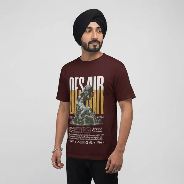 Maroon_Cotton_Desair_Supima_T-Shirt_For_Unisex