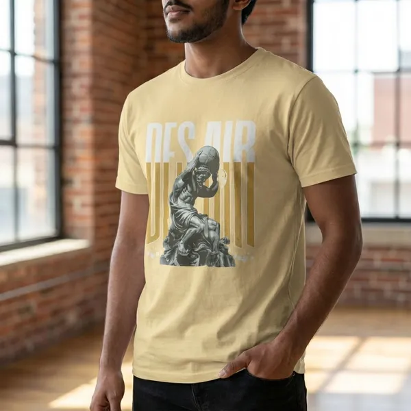 Beige_Cotton_Desair_Supima_T-Shirt_For_Unisex