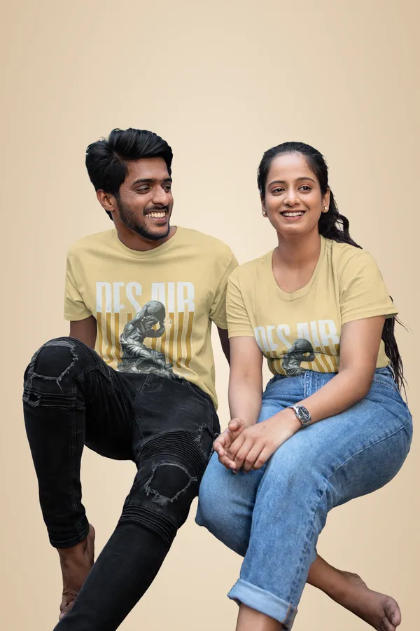 Beige_Cotton_Desair_Supima_T-Shirt_For_Unisex