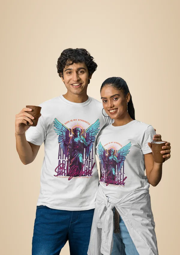White_Cotton_Angel_Stretch_T-Shirt_For_Unisex