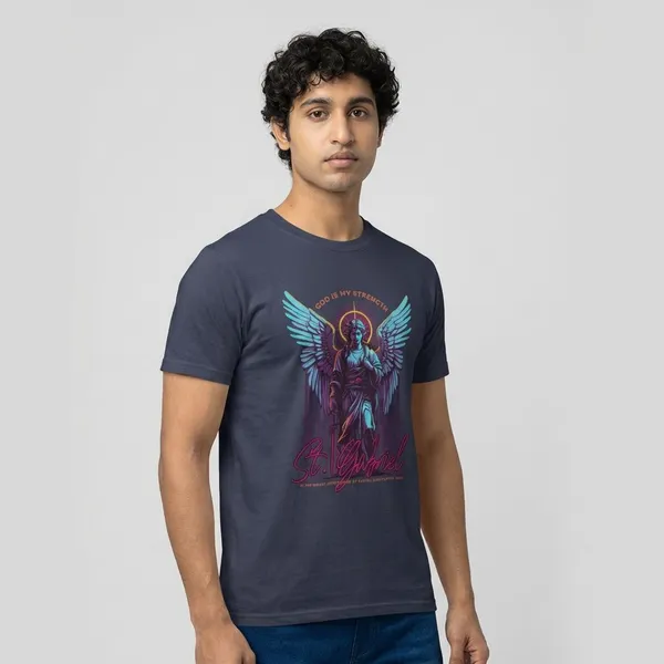 Navy_Blue_Cotton_Angel_Stretch_T-Shirt_For_Unisex