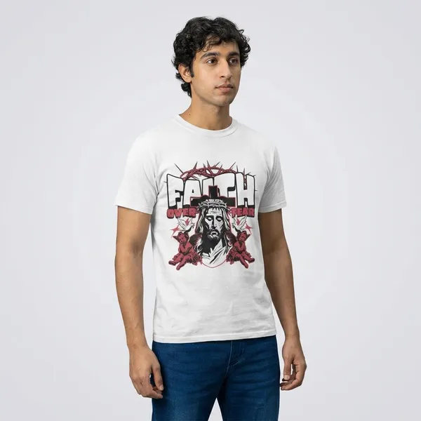 White_Cotton_Faith_Stretch_T-Shirt_For_Unisex