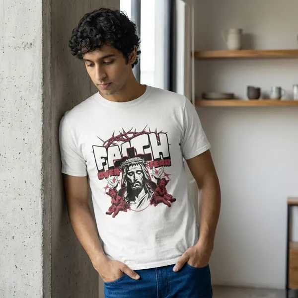 White_Cotton_Faith_Stretch_T-Shirt_For_Unisex