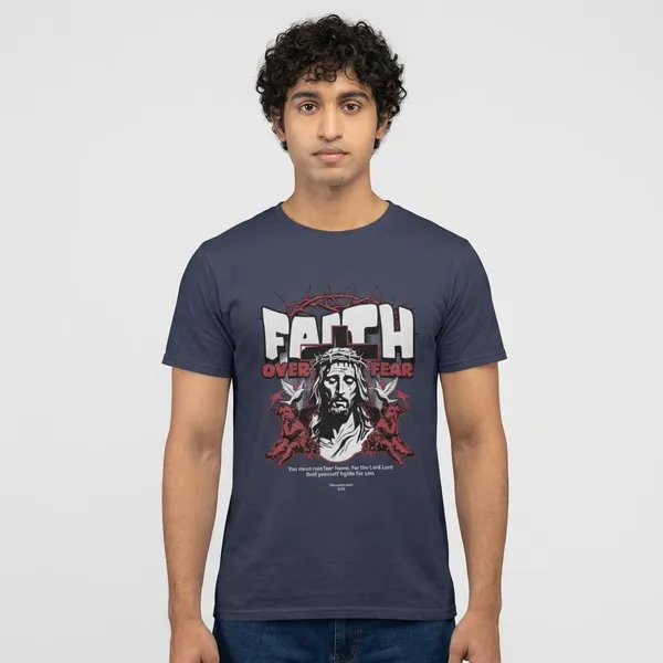 Navy_Blue_Cotton_Faith_Stretch_T-Shirt_For_Unisex