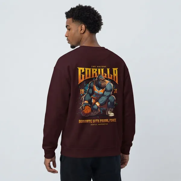 Maroon_Cotton_Gorilla_Sweatshirt_For_Unisex