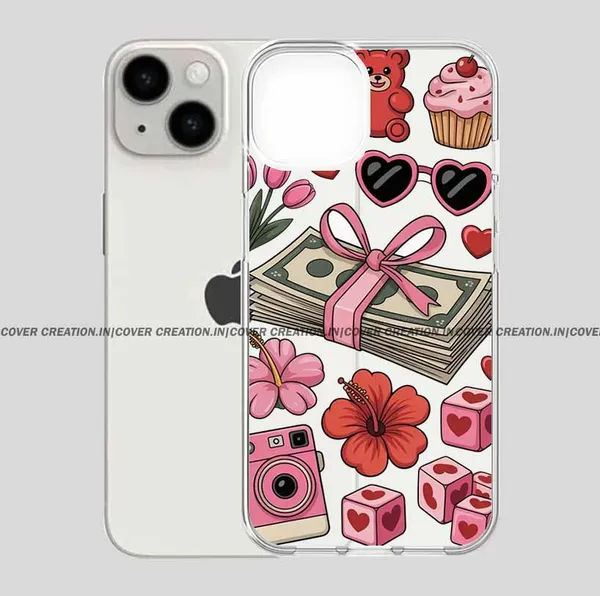 Pink_Flower_&_Hearts_Clear_Soft__Silicon_Case