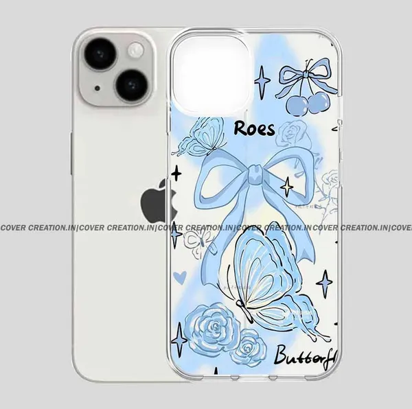 Roes_Butterfly_Blue_Bow_&_Flowers_Clear_Soft__Silicon_Case