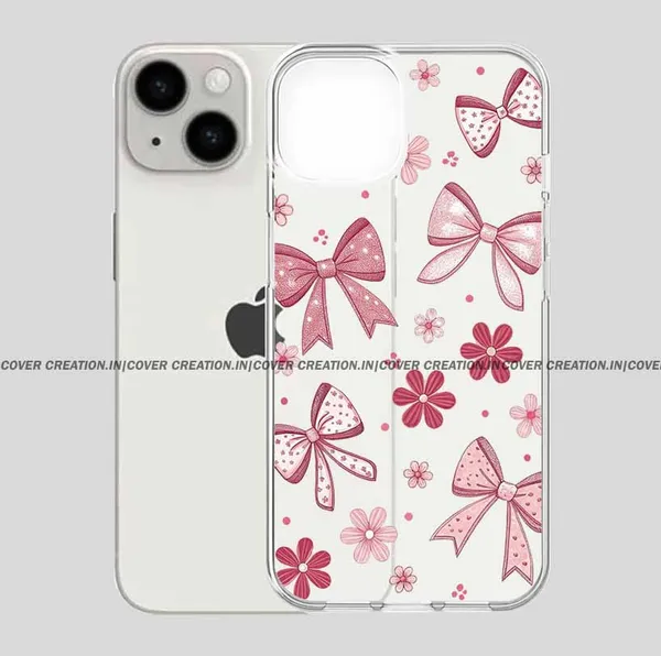 Pink_Flower_&_Bow_Clear_Soft__Silicon_Case
