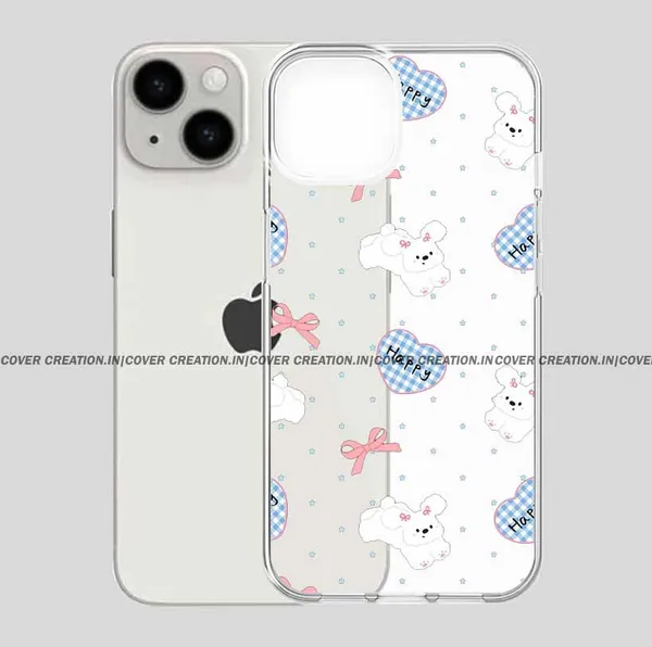 Happy_Bow_Bunny_Hearts_Clear_Soft__Silicon_Case