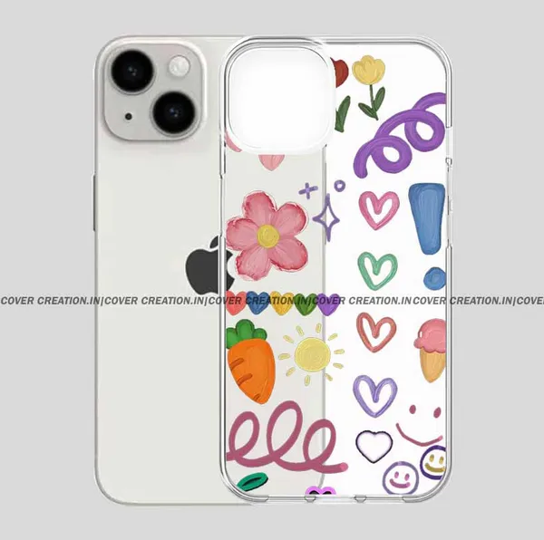 Multicoloured_Flower_Hearts_Clear_Soft__Silicon_Case