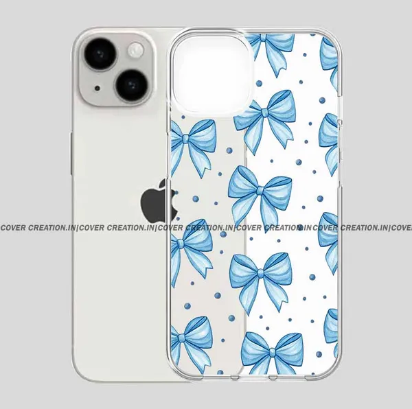 Aesthetic_Blue_Bow_Clear_Soft__Silicon_Case