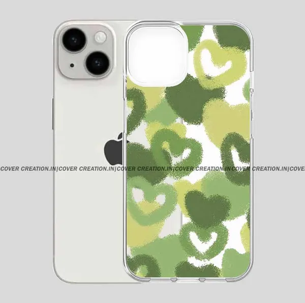 Green_Hearts_Clear_Soft__Silicon_Case