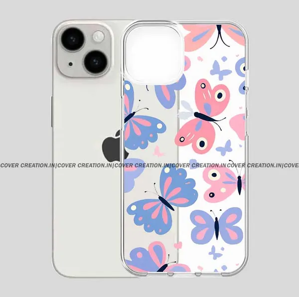 Pink_&_Blue_Butterfly_Clear_Soft__Silicon_Case