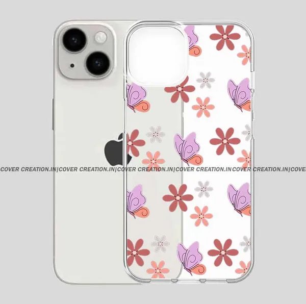 Multicoloured_Flower_&_Butterfly_Clear_Soft__Silicon_Case