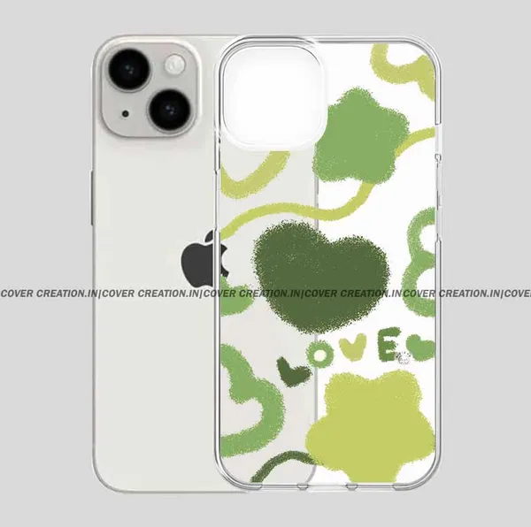 Parrot_Green_Hearts_Love_Clear_Soft__Silicon_Case