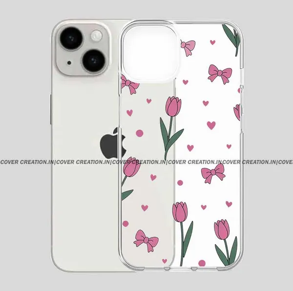 Hot_Pink_Flower_&_Bow_Clear_Soft__Silicon_Case