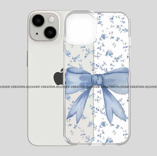 Aesthetic_Blue_Bow_Clear_Soft__Silicon_Case
