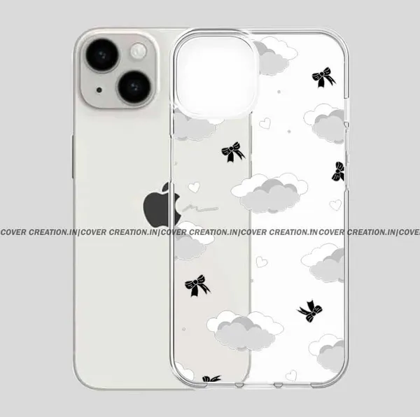 White_Clouds_And_black_Bow__Soft__Silicon_Case