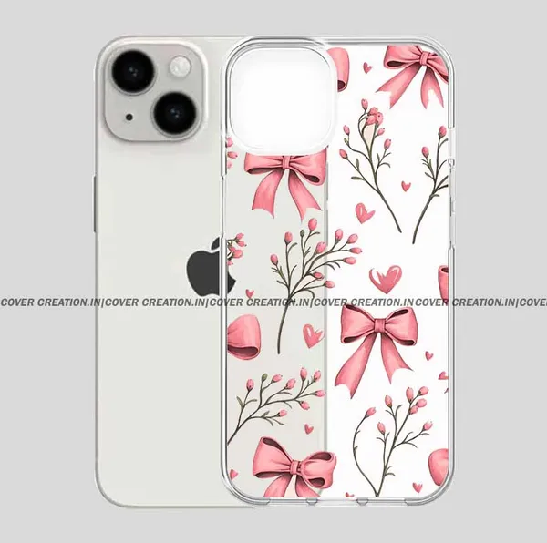 Cute_Pink_Mini_Heart_&_Bow_Clear_Soft__Silicon_Case