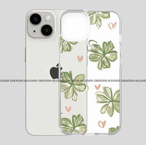 Parrot_Green_Flower_&_Hearts_Clear_Soft__Silicon_Case