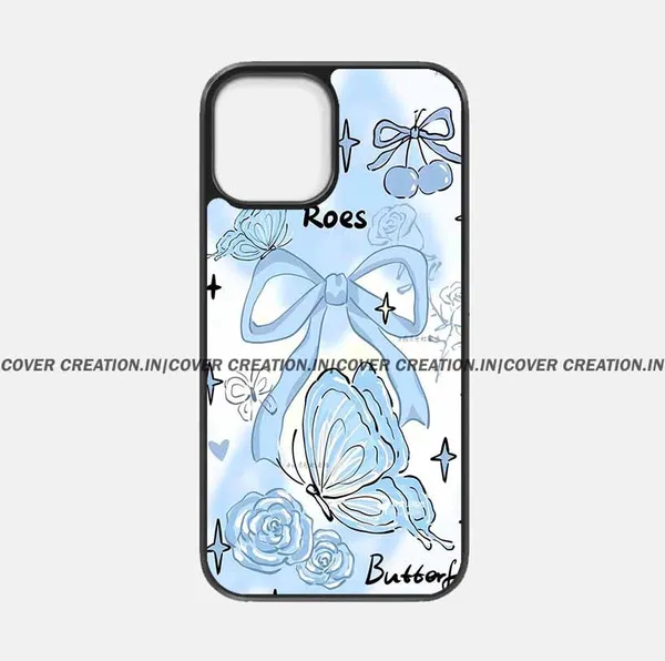 Roes_Blue_Butterfly_&_Bow_Premium_Glossy_Phone_Silicon_Case